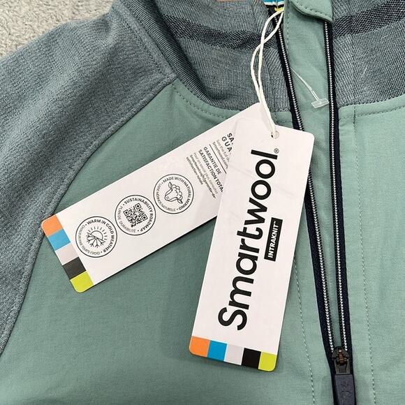 NEW Smartwool S Men's Intraknit Active Full Zip Merino‎ Wool Green Lead Sweater - Picture 6 of 11